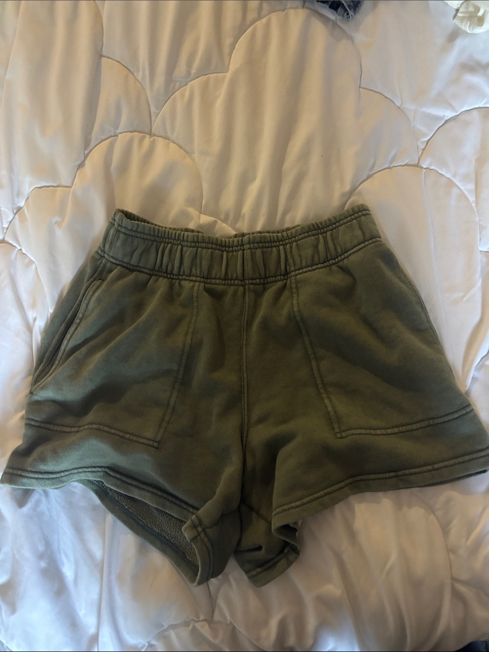 aerie Olive Green Elastic-Waist Athletic Shorts
